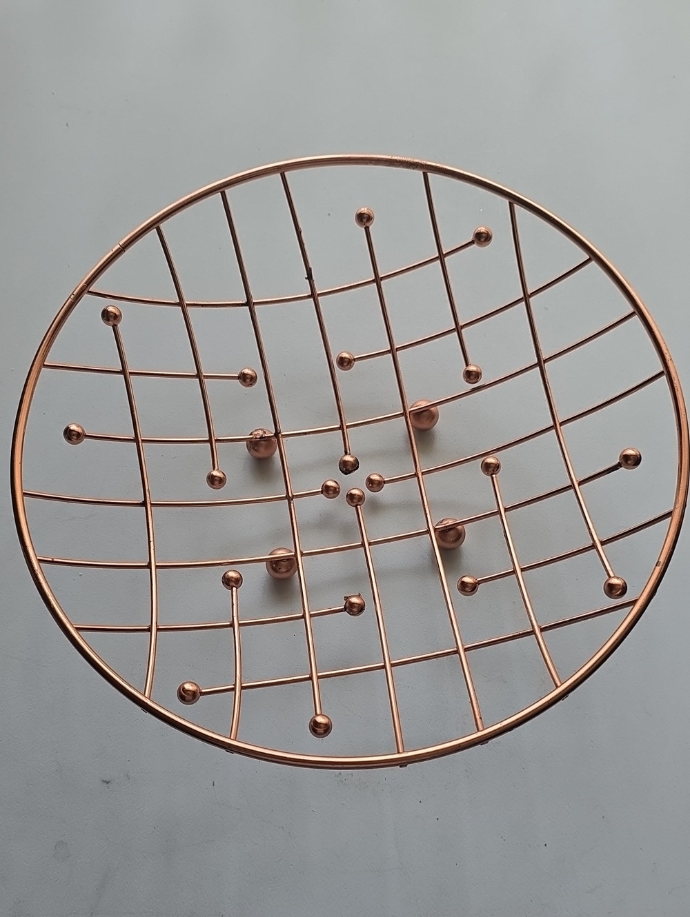 Round Copper Metal Decorative Fruit Bowl